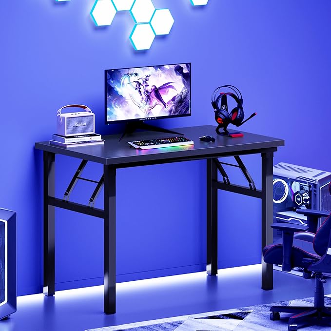 SDHYL 31.5inchesNo Assembly Foldable Computer Desk for Home Office Workstation, Study and Writing, Black