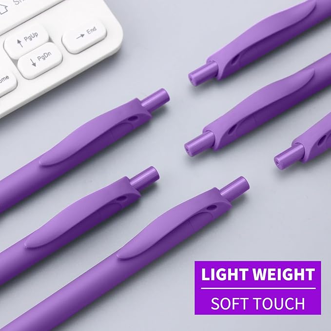 deegtran Pens Bulk, 50 Pack No Bleed Purple Click Pens, Wholesale Retractable Ballpoint Pens, Medium Point, Smooth Ink Pens, 1.0MM Purple Ink