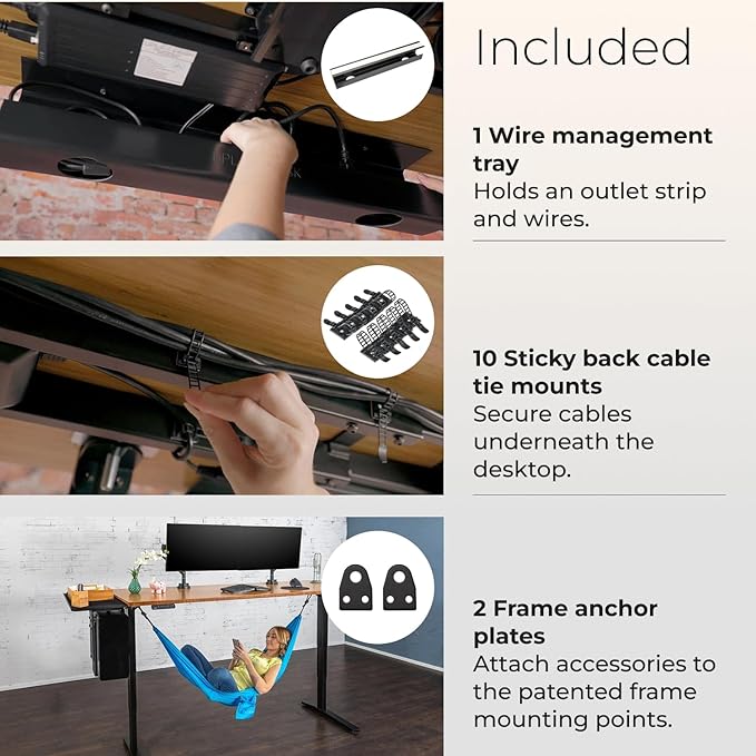 UPLIFTDESK V2 2-Leg Walnut Laminate Wood Standing Desk – Adjustable Height, Advanced 1-Touch Memory Keypad, Under Desk Cable Management, Wire Grommets & Rocker Board (Black C-Frame, 48 x 30 inch)