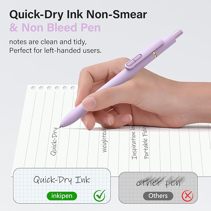 inkipen- 8 Pack Pens, Gel pens Black Ink, Fine Point(0.5mm),Quick-Drying Smooth Writing,School and Office Supplies