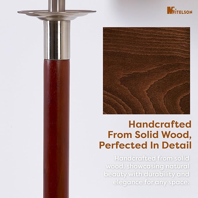 LED Bedside Lamp for Bedroom, Modern Desk Lamp with Dimmable Switch and Bulb, Wood Table Lamp for Nightstand, Desk Reading Lamp for Kids Room, Living Room, Office, Walnut Wood Finish