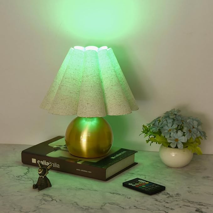 Rechargeable Crodless Small Table Lamp, Battery Operated Remote Control Gold Mini Table Lamps for Bedroom Nightstand, Cute Small Table Lamp for Small Spaces for Kitchen Counter, Bookshelf