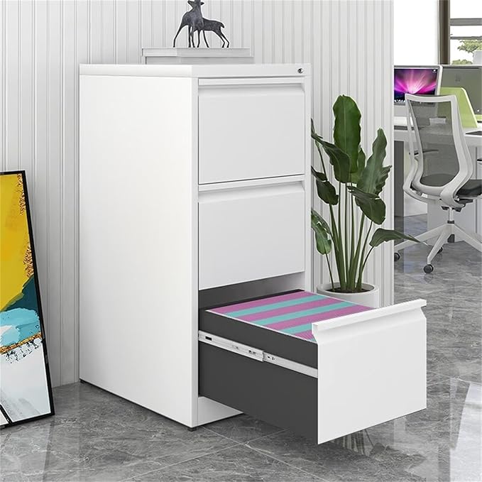 3 Drawer File Cabinet with Lock,Heavy Duty Vertical Filing Cabinets for Home Office, File Storage Cabinet for Letter/Legal/A4/F4 Size File,Assembly Required
