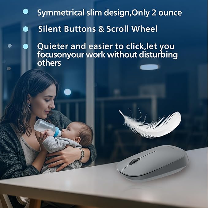 PHILIPS Professional Business Wireless & Bluetooth Silent Mouse - Classic 3-Button Design, 1600 DPI,3-Channel Technology Pebble Mice - Slimmer & Lighter, Comfortable & efficient for PC/laptops/Pad