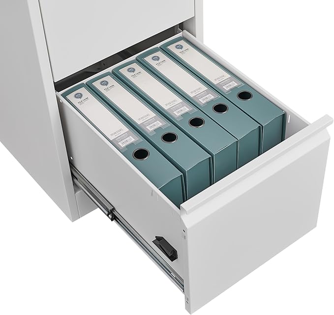 GarveeLife 3 Drawer File Cabinet with Lock, Vertical Metal File Cabinet Organizer for Home Office, Heavy Duty Filing Cabinets Lockable Storage Drawer for Letter/Legal/a4/f4 Size Files White