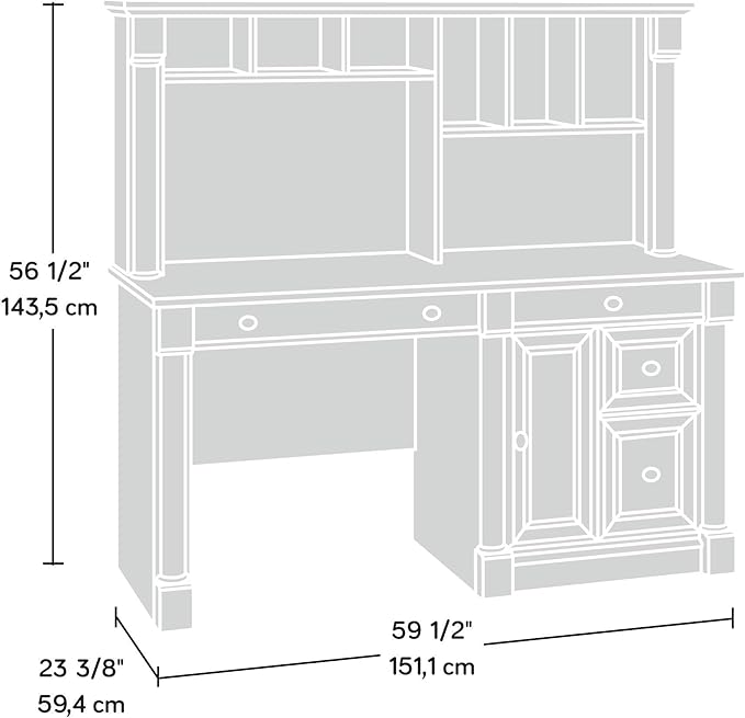 Sauder Palladia Computer Desk with Hutch, Large Storage and File Drawer, Home Office Desk - Select Cherry Finish