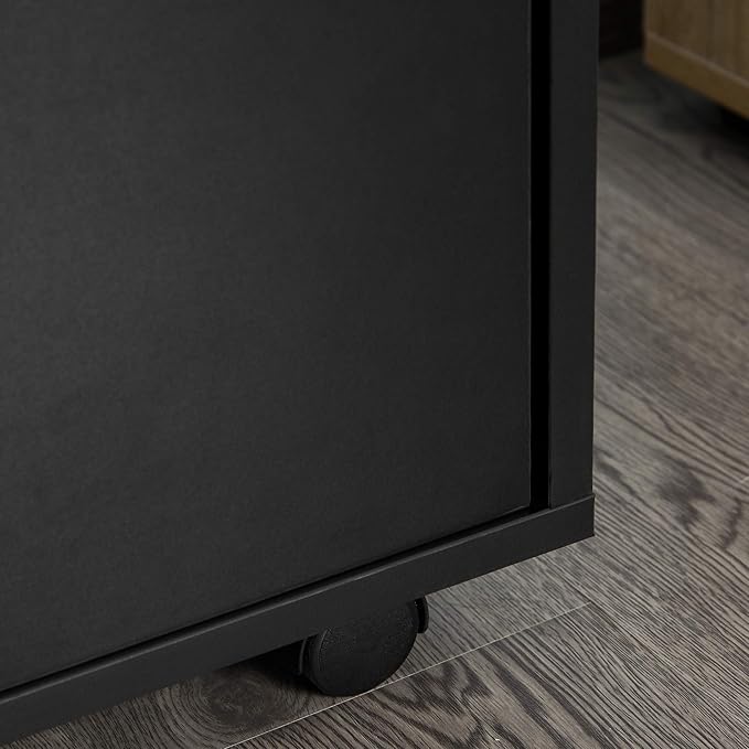 HOMCOM Mobile Storage Cabinet Organizer with Drawer and Cabinet, Printer Stand with Castors, Black