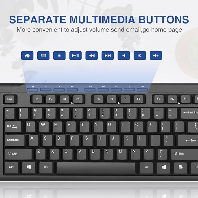 Rii RK907 Ultra-Slim Compact USB Wired Keyboard for Mac and PC,Windows 10/8 / 7 / Vista/XP (Black) (2PCS)