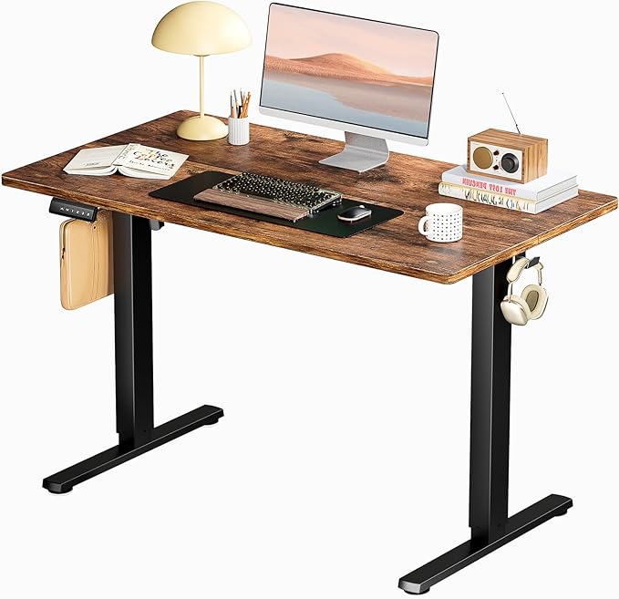 Electric Standing Desk, Adjustable Height Stand up Desk, 40x24 Inches Sit Stand Home Office Desk with Splice Board,Rustic Brown