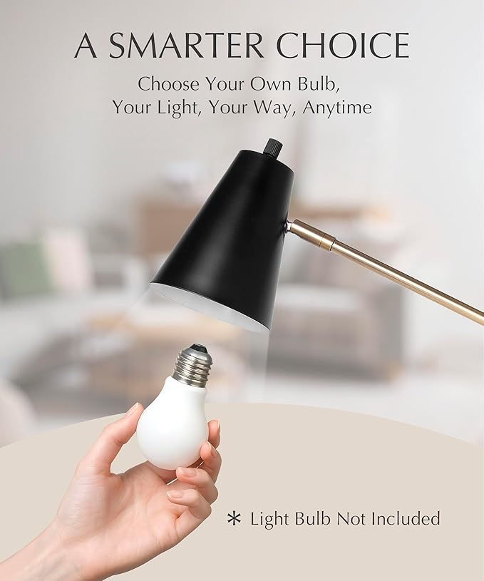 HarvestLand HaloBar Reading Lamps – Adjustable Black Table Lamps, Industrial Table lamp with Solid Base for Home Office, Study and Reading, Desk Lamps for Home Office