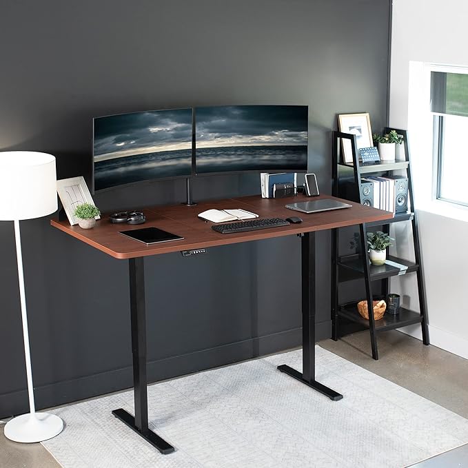 VIVO Electric 71 x 36 in Standing Desk, Memory Height Adjustment, 1B Series, Dark Walnut Top Black Frame, DESK-KIT-1B7D-36