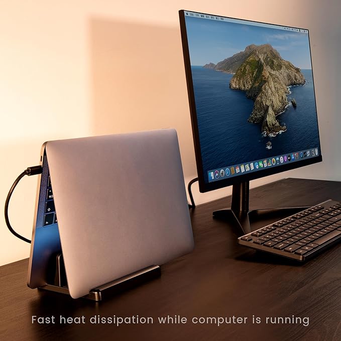 3 in 1 Vertical Laptop Stand Holder,Adjustable ABS Plastic Desktop Notebook Dock,Vertical Laptop Stand Space-Saving for All MacBook/Surface/Samsung/HP/Dell/Chrome Book