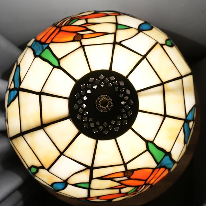 Tiffany lamp 12 inch Stained Glass lamp Orange Shrimp Warm Color Bedside lamp Suitable Bedroom Dormitory Dining Room Living Room Tiffany Style Retro Home Classical Art Decoration Handmade Craft Gift