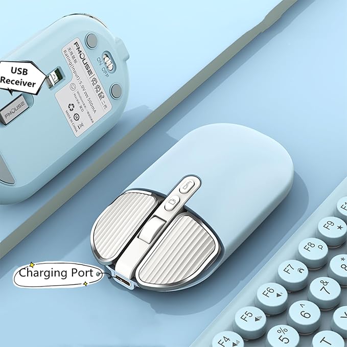 YOCUNKER Wireless Mouse, 2.4G Rechargeable Silent Slim Computer Mouse with USB Receiver 3 DPI, Back to Desktop Button Cordless Mice for PC Laptop Computer Desktop Windows Mac OS Office (Blue)