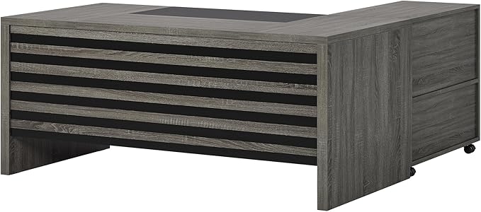 Tribesigns 62.2" Executive Desk with Mobile File Cabinet, L-Shaped Office Desk with Storage Shelves, Large Computer Table Business Workstation Set for Home Office, Grey