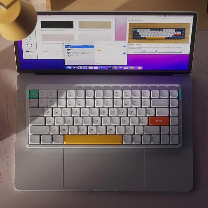nuphy Air75 V2 Portable 75% Mechanical Keyboard, Wireless Keyboard,Supports Bluetooth/2.4G/USB-C RGB Bluetooth Keyboards,Compatible with Windows/Mac OS/Linux Systems White-Gateron Wisteria Switch