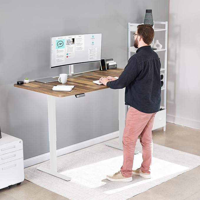VIVO Electric 71 x 36 in Standing Desk, Memory Height Adjustment, 1B Series, Reclaimed Wood Top White Frame, DESK-KIT-1W7P-36