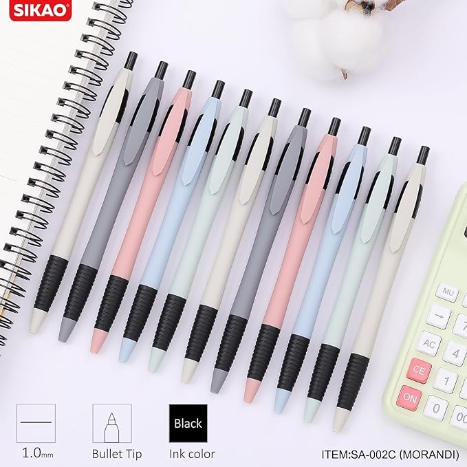 Pens Bulk, 60Pack Morandi Gripped Slimster Bulk Ballpoint Smooth Writing No Smear, Black Ink 1.0mm, Wholesale Click Retractable Server Pens, School Office Supplies