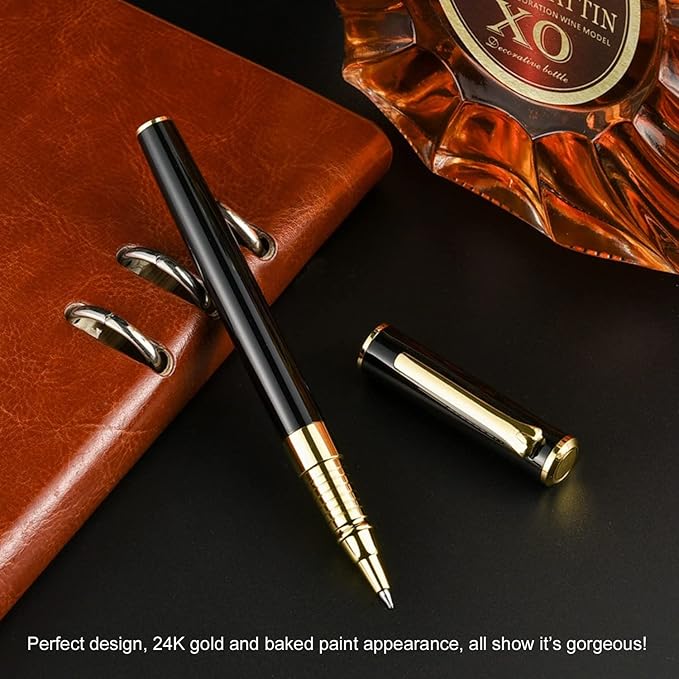YIVONKA Luxury Ballpoint Pen Black Refill Line width 0.5mm,Best Office Pen Gift for Men & Women Professional Executive,Nice BallPens Classy Gift Box (Black)