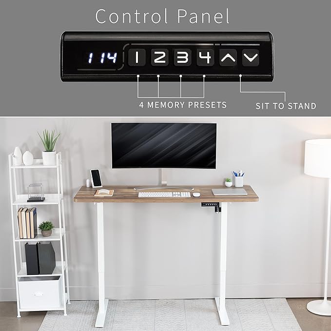VIVO Electric 60 x 24 in Standing Desk, Memory Height Adjustment, 1B Series, One-Piece Reclaimed Wood Top, White Frame, DESK-KIT-1W6P