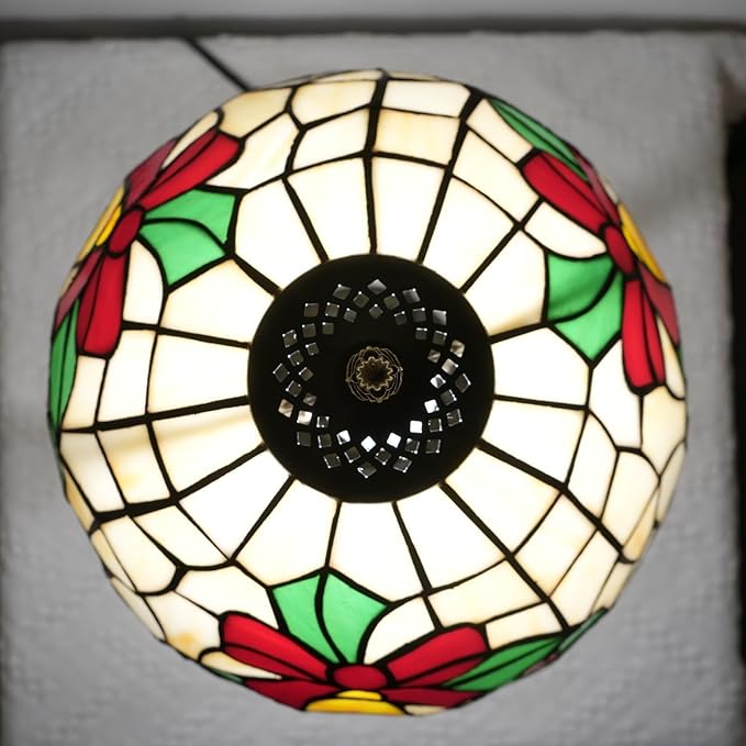 Tiffany Lamp Stained Glass Lamp 12 Inch Yellow Christma Bell Design Warm Color Reading Lamp Suitable for Coffee Shops Dormitories Home Office Deco Tiffany Style Retro Holiday Home Decoration Gift