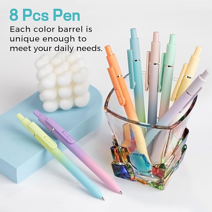 16 Pack Black Pens - 1.0mm Medium Point Ballpoint Pens | Smooth Writing Retractable Black Ink Pen for Nurses, Women, Adults, School, Office (Gradient-16pcs)