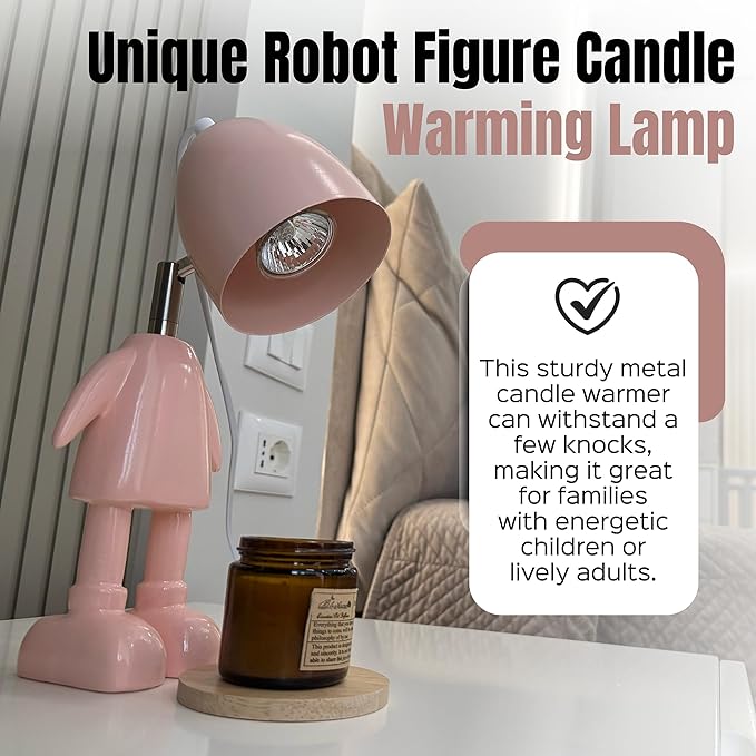 XoooX Pink Robot Candle Warmer Lamp with Timer - Adult, Kids and Boys Office Desk and Bedroom Decor Lamp; Gaming Room Decor Aesthetic; Fun Man Cave Cool Stuff; Robot Scented Candle Melter Diffuser