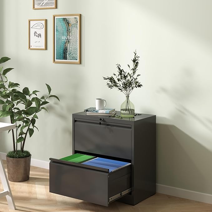 Lateral File Cabinets 2 Drawer,Metal Lateral Filing Cabinet for Home Office,Wide Steel Storage Commercial Drawer Cabinet for Legal/Letter/A4 Size Assembly Required
