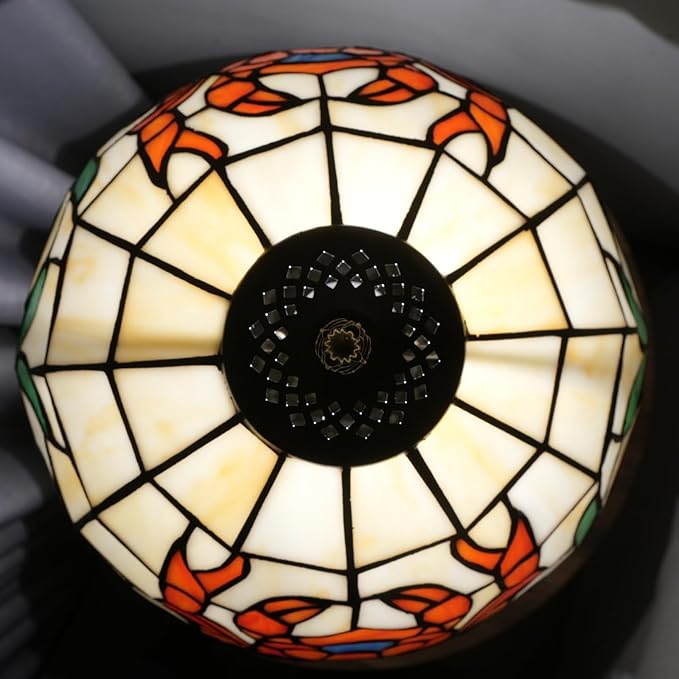Tiffany lamp 12 inch stained glass lamp crab warm light reading lamp Bed lamp Tiffany style is suitable for bedroom dormitory living room study and other classical art home decoration handicrafts gift