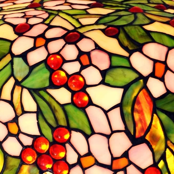 Tiffany Lamp Table Lamp Rose Dragonfly Tulip Wisteria Grape Peach Kapok Peony Apple Flower Design Stained Glass Lampshade Desk Lamp for Girl Living Room Iron Base W20 XH32,Apple Flower