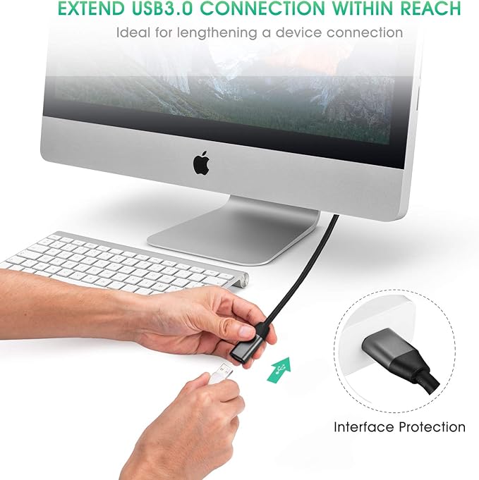 XXONE USB 3.0 Extension Cable 20ft, Aluminum Alloy USB Cable SuperSpeed USB 3.0 Type A Male to Female Extension Cord for Printer,PlayStation, Xbox,USB Flash Drive,Card Reader, Hard Drive, Keyboard