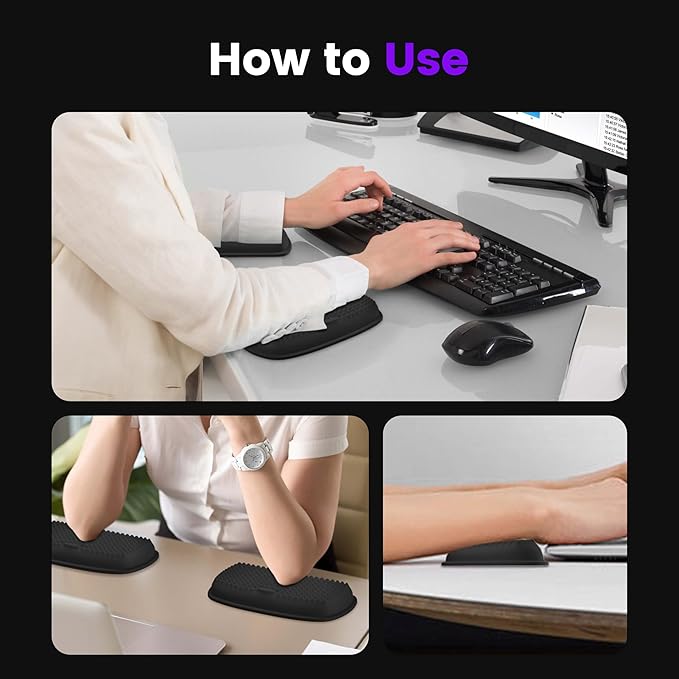 MEKASS Elbow Rest Pads for Desk, Thicken Large Size Elbow Pads with Soft Memory Foam and Non-Slip Silicone Base, Armrest Pad Wrist Rest Pad for Home, Office, and Games (2 pcs)