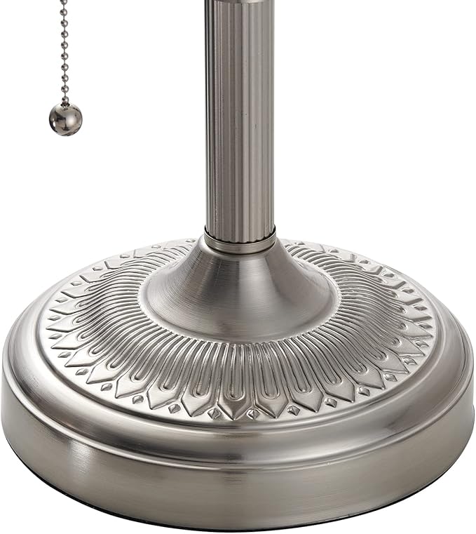 Newrays White Matted Glass Bankers Desk Lamp with Pull Chain Switch Plug in Fixture,Sand Nickel Base