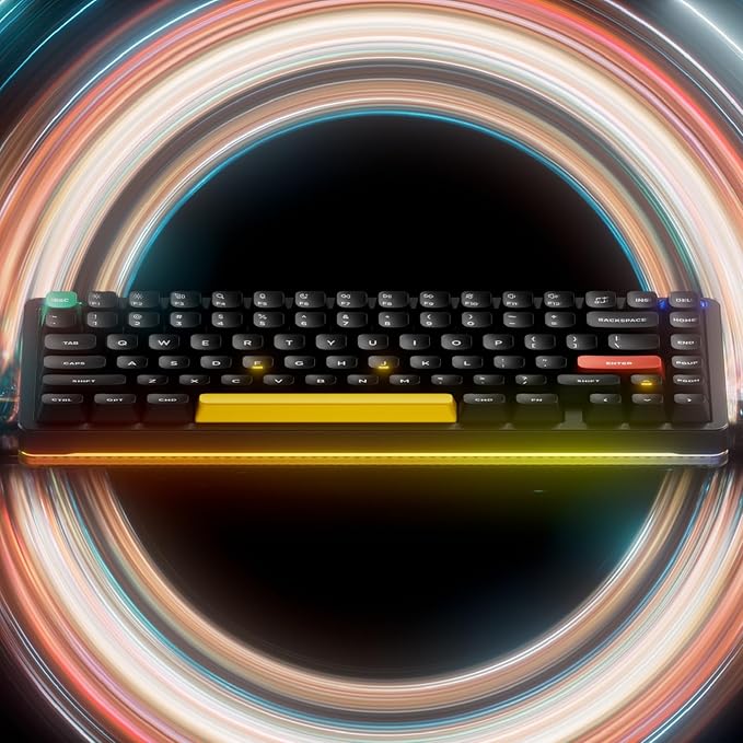 nuphy Halo75 V2 Mechancial Gaming Kyeboard,75% Wireless Hot Swappable Bluetooth Keyboard,83 Kyes RGB Backlit Keyboard,Support Bluetooth/2.4GHz/USB-C-Black Raspberry Switch