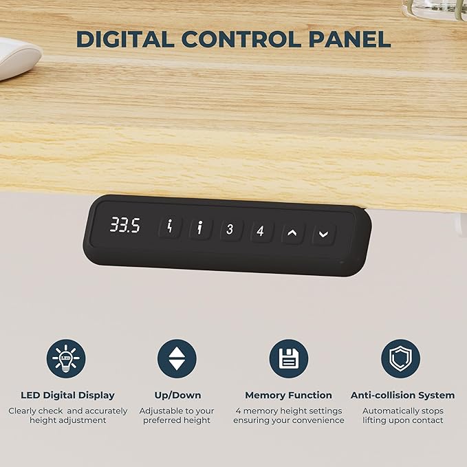 L-Shaped Standing Desk, 63 x 47 Inches Height Adjustable Desk, Sit and Stand up for Work Office Home, Ergonomic Rising Computer Table for Home Office with Splice Board, Maple