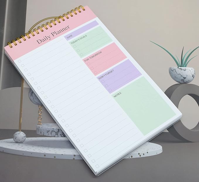 Undated to Do List Notepad Notebook Daily Planner 80 Sheets 6.5'' x 9.8'' Checklist Productivity Organizer for Work Academic Planner (Purple Pink Green)