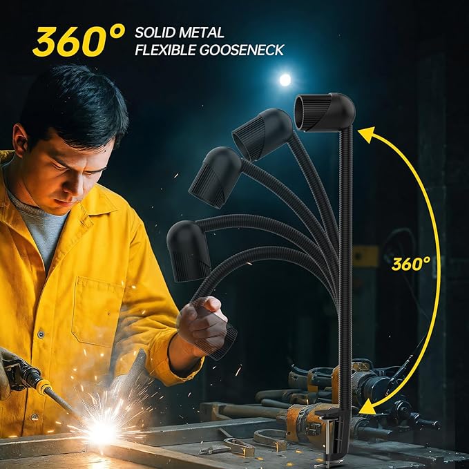 New Clamp Light, 18W Lathe Machine Light, 2160 Lumens Flexible Work Light for CNC Milling Machine Drill Press Lighting (clip base)