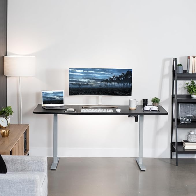 VIVO Electric 71 x 30 in Standing Desk, Memory Height Adjustment, 1B Series, Black Top Gray Frame, DESK-KIT-1G7B