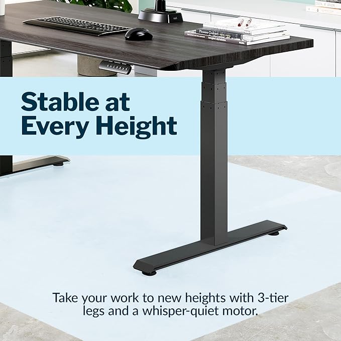 Vari ComfortEdge 60x30 Inch Adjustable Electric Standing Desk – Sit Stand VariDesk with Memory Presets, Sloped Edge, 200 LB Capacity + Tool-Free Assembly (Espresso Wood)