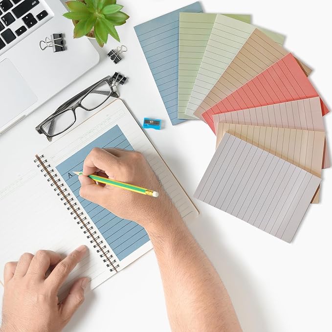 24 Pack Lined Sticky Notes 4X6 in Self Sticky Note Pads Colorful Post Stickies for Office, Home, School, Meeting, 50 Sheets/pad, Morandi