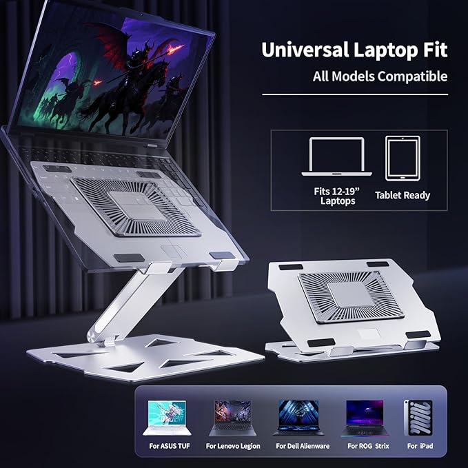 Peltier Laptop Cooler Stand - Thermoelectric Cooling Pad for 12-19" Laptops, Detachable Design with Height/Angle Adjustment, Ultra-Quiet Cooling for Gaming&Office