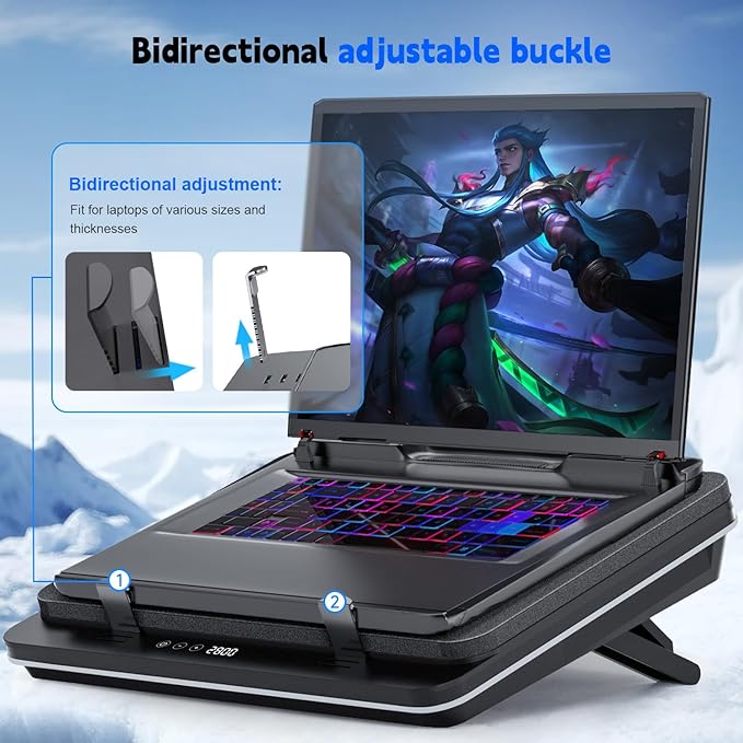 GT600 Laptop Cooling Pad Equipped with Gigantic Turbo-Fan(5.5inch Diameter),Sealed Foam for Rapid Cooling Gaming Laptop,14.1-19.3 inch Laptop Cooler with 3-Port USB Hub,Dust Filter,Touch Start