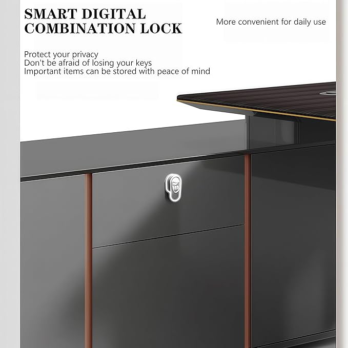 Modern Executive Desk, 110.2 inch L Shaped Desk with Storage, L Shape Corner Desks with Drawers No Installation Required Without Display Racks and Bookshelves
