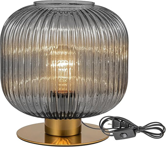 Gray Table Lamps Modern Table Lamp Smoky Glass Lamp Small Bedside Lamp Mid Century Living Room Globe Table Lamp Vintage Bedside Gold Lamp for Bedroom Nightstand