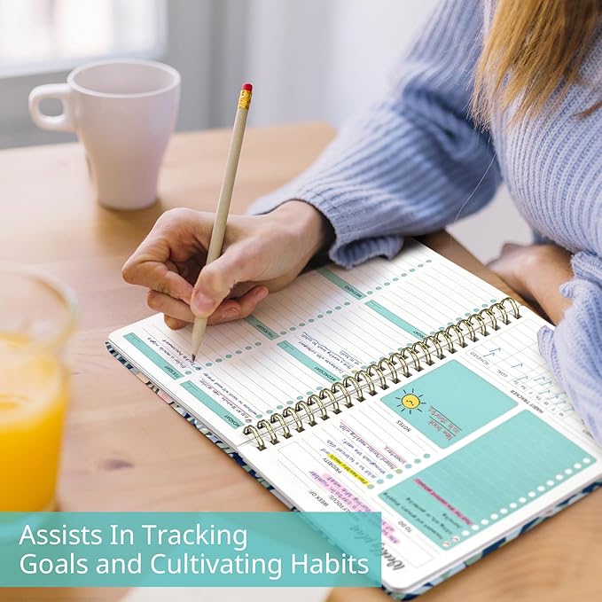 Undated Weekly Planner, Weekly To Do List Notebook with Goal & Habit Tracker Organizer, A5 Weekly Planner Notebook with Spiral Binding, 6.1" x 8.2" - Petite Blooms