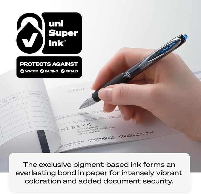 uni-ball® 207™ Retractable Fraud Prevention Gel Pens, Medium Point, 0.7 mm, Black Barrels, Red Ink, Pack Of 12
