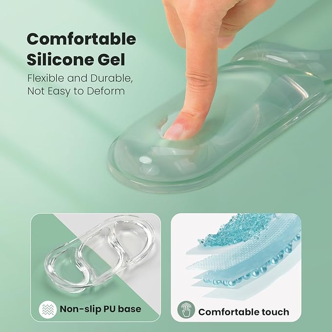 TECKNET Clear Gel Wrist Rest for Computer Keyboard, Ergonomic Gel Keyboard Wrist Rest Set for Typing Pain Relief, Comfortable Silicone Wrist Support Pad for Office/Computer/Laptop/Gaming, Transparent