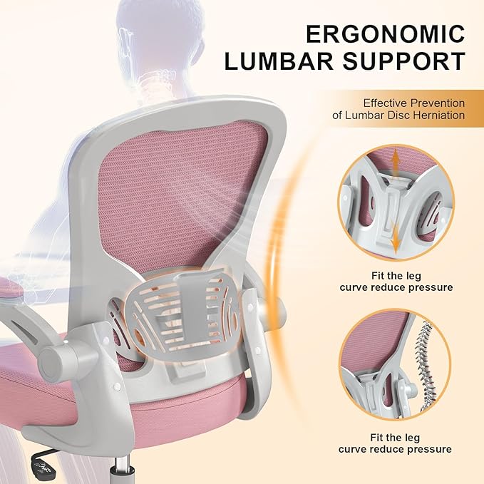 Office Chair, Ergonomic Desk Chairs 330LBS Capacity High Back Mesh Computer Chair with Flip-up Armrests, Comfy Work Chair with Adjustable Lumbar Support