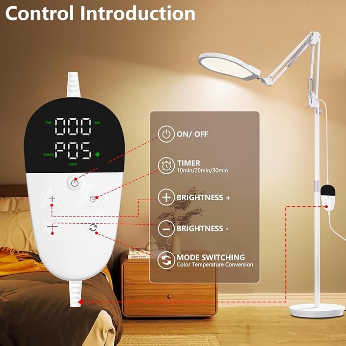Light Therapy Lamp & Sun Lamp - 5 Adjustable Brightness,10000 Lux Shell Therapy Light Floor Lamp with Controllers/Timer for Living Room, Bedroom, Office
