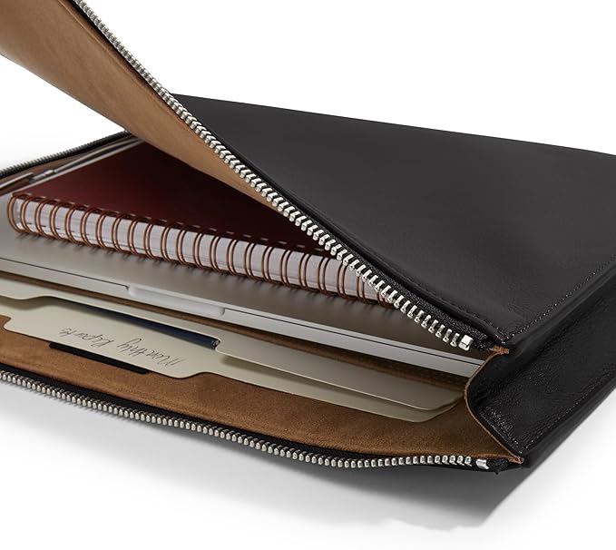 Leatherology Black Onyx Leatherolgy Zippered Document Holder with Interior Pocket for Tablet